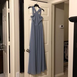 Lulus Maxi Blue/Gray Maxi Halter Dress SZ Medium